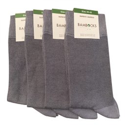Bambus Bambusstrømper 4-par stribet grå/grå