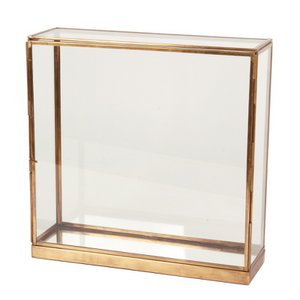 Displaybox 24 cm - goud - messing / glas