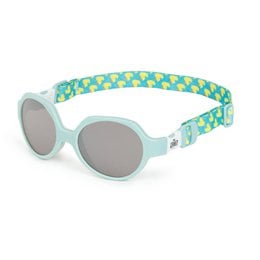 Children's sunglasses with a colorful, patterned frame. Available in various colors including blue, green, pink, and red. Designed for kids' comfort and protection from the sun.