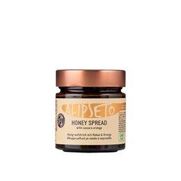 Honey spread with cocoa and orange, 300g. Sweet and creamy honey spread with a hint of cocoa and orange flavors.