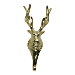  Decorative gold-colored crochet deer figurine with antlers, suitable for home decor.