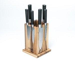 Houten magnetisch messenblok - Europees walnoot