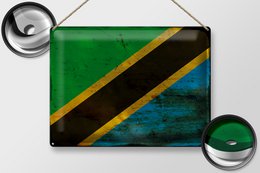 Tin Sign Flag of Tanzania 40x30cm Flag of Tanzania Rust