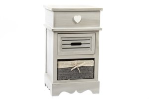 HOUTEN LADEKAST 36X31X61 GRIJZE DEKSEL DC193422