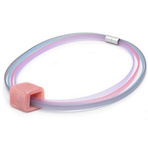 Rubber ketting multilijns Ribbon Pink Roses