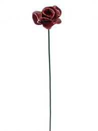 Rose flower ceramic red 3.5 cm