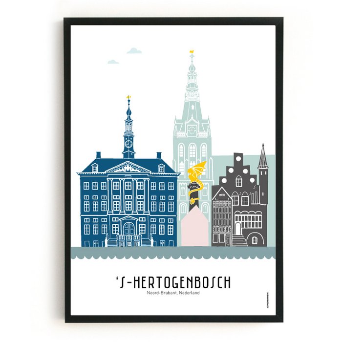 Poster skyline Den Bosch in kleur
