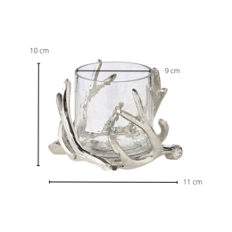 EDZARD Kingston lanterne, gevir design, aluminium, sølvfarvet, med glas, højde 13 cm, ø 15 cm