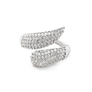 Adjustable Open Ring with Zircon Pavé