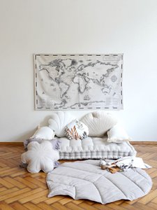 Katoenen wereldkaart voor kinderen "Reizigers en hun paden"