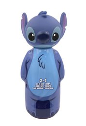  Blue Stitch character bath foam shampoo bottle with large ears and cute face design for kids.