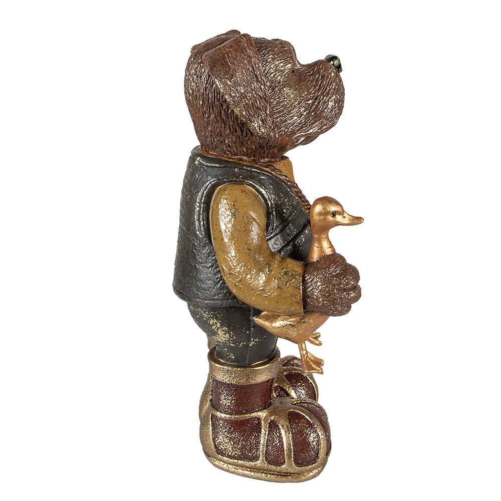 Beeld Hond 16x14x34 cm Bruin Groen Polyresin