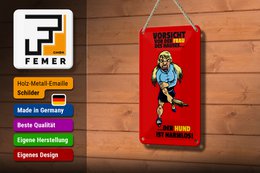 Tin sign note 12x18cm Beware of woman dog harmless decoration