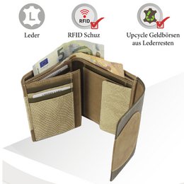 Sunsa damesportemonnee. Leren portemonnee. Portemonnee met RFID-bescherming. Portemonnee gemaakt van overgebleven leer. middelgrote portemonnee voor dames met veel creditcardvakjes - portemonnee voor dames, cadeau-idee