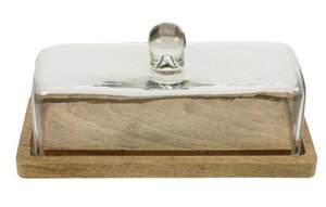 Glasglocke mit Holzsockel