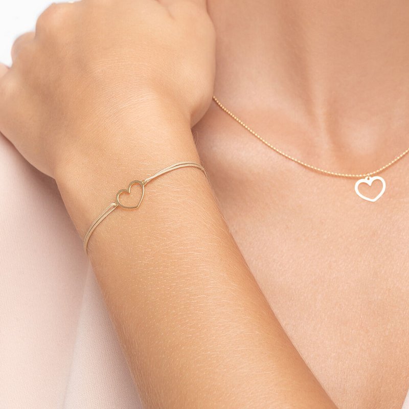 Bracciale portafortuna CUORE GENERE, oro giallo 14 K, beige