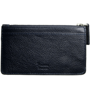 5 Credit Card Pebbled Leather Card Wallet With Zip Blue