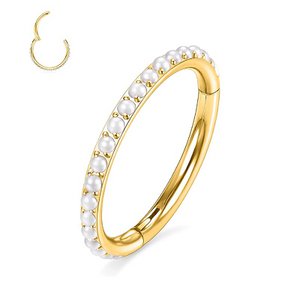 Pearl Clicker Helix Nose Ring Piercing