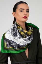 Fular Plumas Pavo Real 100% seda -180*75