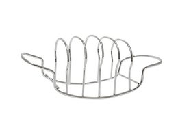 Chrome plated toast holder with 5 slots to hold and display toast slices.