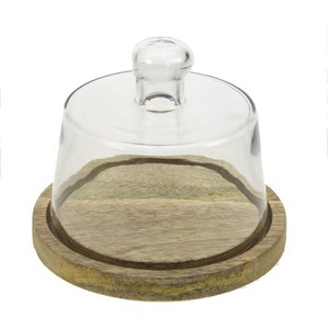 Glasglocke mit Holzsockel