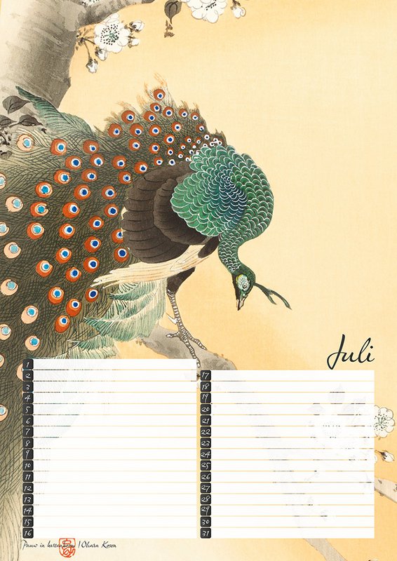 Calendario di compleanno Stampe di uccelli del maestro giapponese Koson