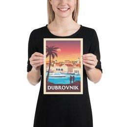 Affiche Dubrovnik Vintage | Poster Ville Dubrovnik Croatie