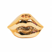 Candle holder - Lip - Ceramic - Gold - 10,5x6,5x5,5cm