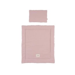 Soft, cozy pink muslin bedding set for kids, featuring a braided design. Ideal for creating a comfortable and stylish sleeping environment for children.