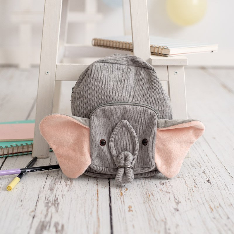 Mochila Elefante de algodón 100% gris 29X10X39cm