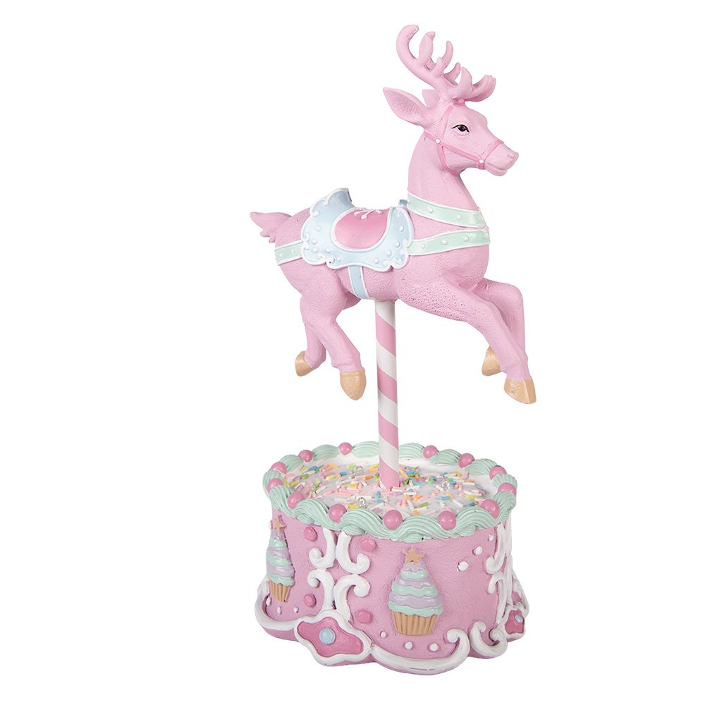 Kerstdecoratie met LED-verlichting Hert 17x14x29 cm Roze Kunststof