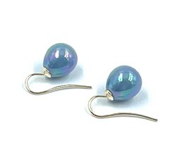 Pendientes de perlas clasicas en color azul Laguna