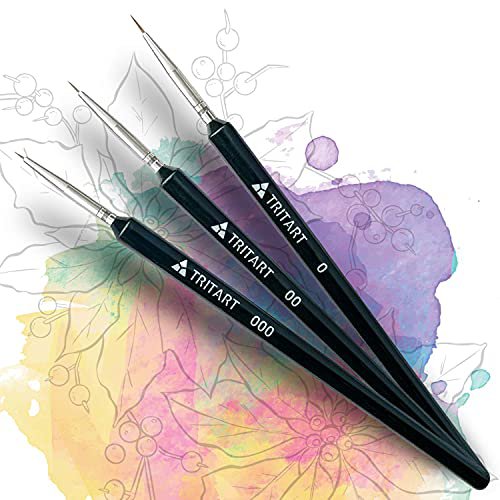 Tritart Detailing pensler til akvarelmaling - Størrelse - 3 stykker Ansigtsmaling pensler til miniaturemaling - Tynde pensler akryl Oliemodel og Online Engroshandel | Orderchamp