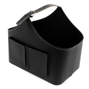 MAGAZINE RACK 2 POCKETS BLACK IMITATION LEATHER HH22212813