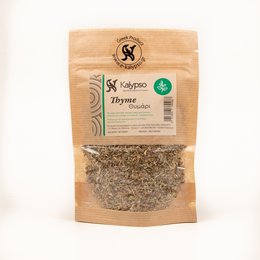 Dried Greek thyme, 25g. Aromatic herb with earthy, minty flavor. Suitable for seasoning meats, vegetables, and sauces.