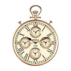 World Time Wall Clock 41 cm - Gold - Round