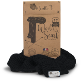 NEEDLE IT® Kit de Tejer para Adultos Principiantes Completo con Agujas de Tejer - Bufanda de Lana para Tejer DIY - Idea de Regalo (Negro)