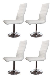 Set van 4 eetkamerstoelen in wit kunstleer look