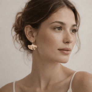 Ginkgo – Leaf Earrings with Zircons