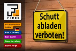 Tin sign warning sign 18x12cm dumping rubble forbidden decoration