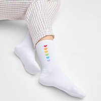 Organic socks Love4all - white tennis socks with colorful hearts