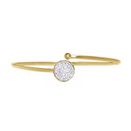 Gold druzy bracelet with white agate charm, delicate and elegant design, suitable for casual or formal wear.