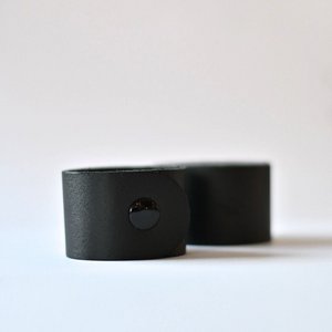 Servettring läder Svart 4-p