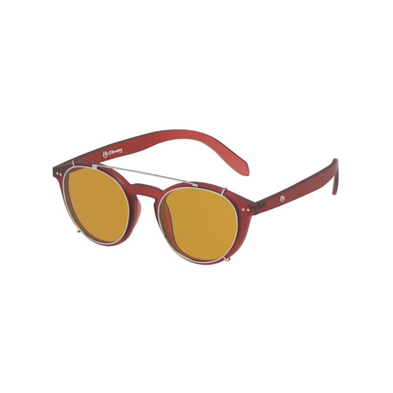 Lennon Blue Light Glasses - Everyday Linse med Heavy Duty Clip-on (rød ramme)