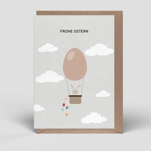 Klappkarte - Osterkarte - Hase im Ballon - Nr. 268