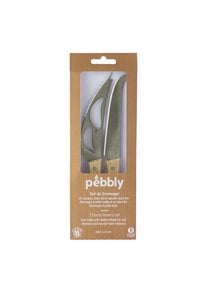 Pebbly - cheese knife set of 2 pieces - brown