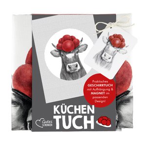 Geschirrtuch; Magnet Küchen Freude grau; weiß H. 65 cm, VE 4
