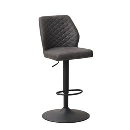 Anthracite-colored bar stool with a quilted backrest and adjustable height.