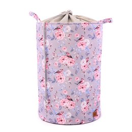Floral patterned toy basket with welt, 60x40cm, for kids.