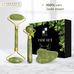 Jade roller gua sha ansigtsrulle 4 dele sæt